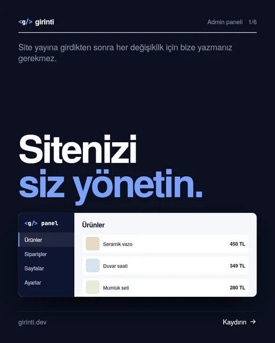Admin paneli gönderisi